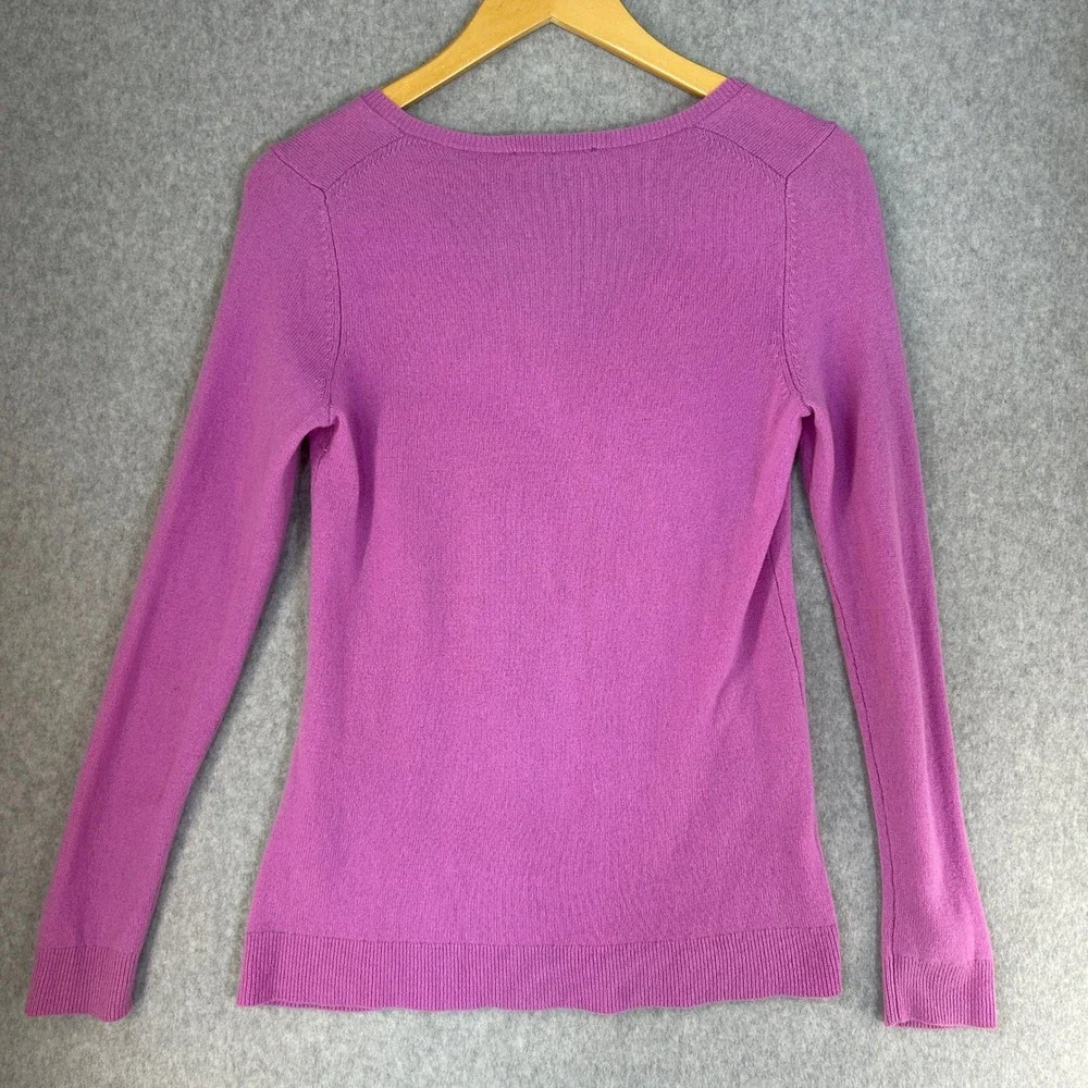 Ann Taylor‎ Size Small Pink Cashmere Sweater V-Neck Long Sleeve Knit Preppy FLAW